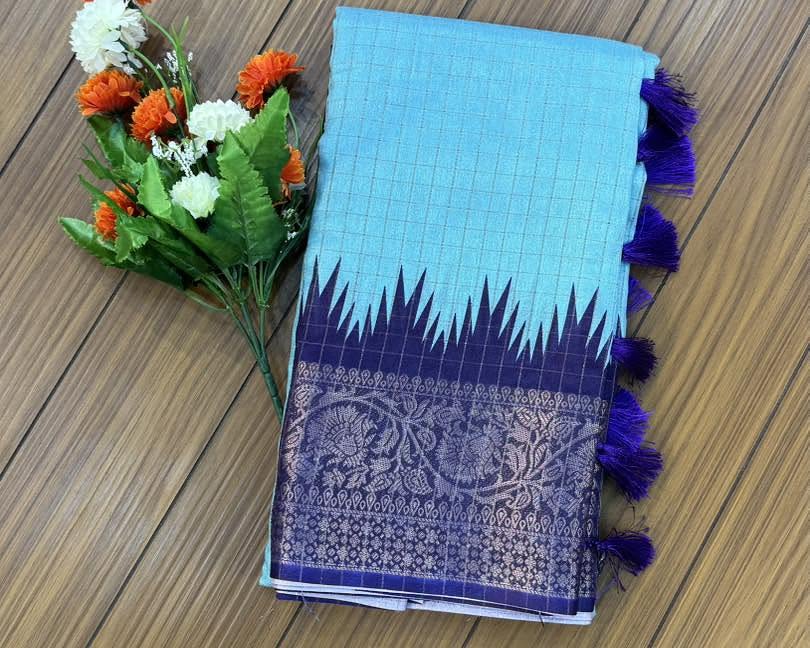 Chanderi Checks Silk Saree | SSCC374