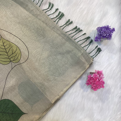 Tissue White Tussar Saree | SSWT250
