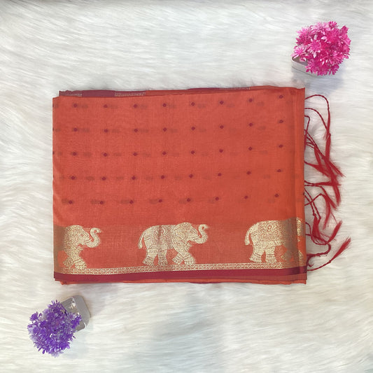 Elephant Tussar Silk Saree | SSTS254
