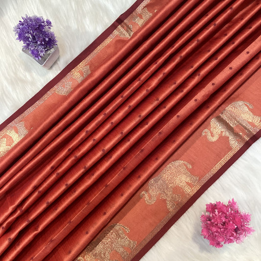 Elephant Tussar Silk Saree | SSTS254