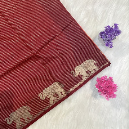 Elephant Tussar Silk Saree | SSTS254