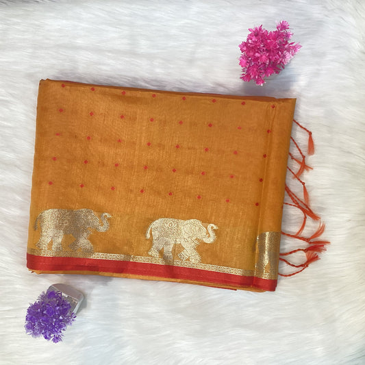 Elephant Tussar Silk Saree | SSTS254