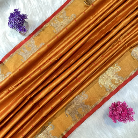 Elephant Tussar Silk Saree | SSTS254