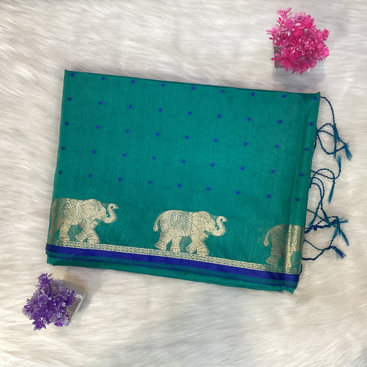 Elephant Tussar Silk Saree | SSTS254