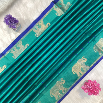 Elephant Tussar Silk Saree | SSTS254