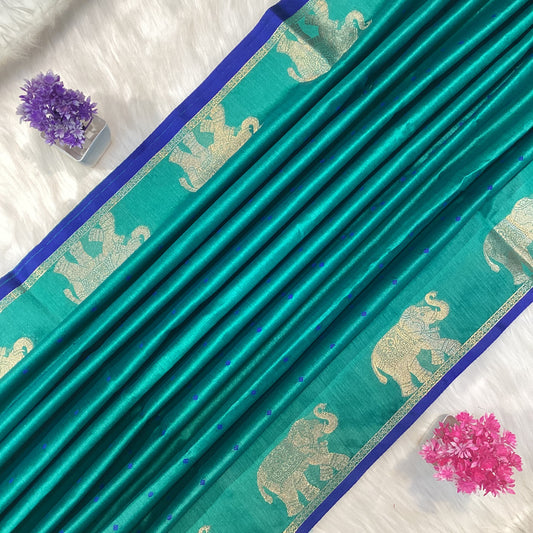 Elephant Tussar Silk Saree | SSTS254