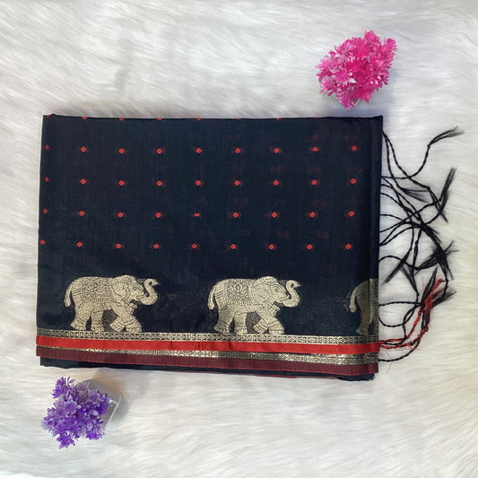 Elephant Tussar Silk Saree | SSTS254