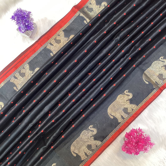 Elephant Tussar Silk Saree | SSTS254