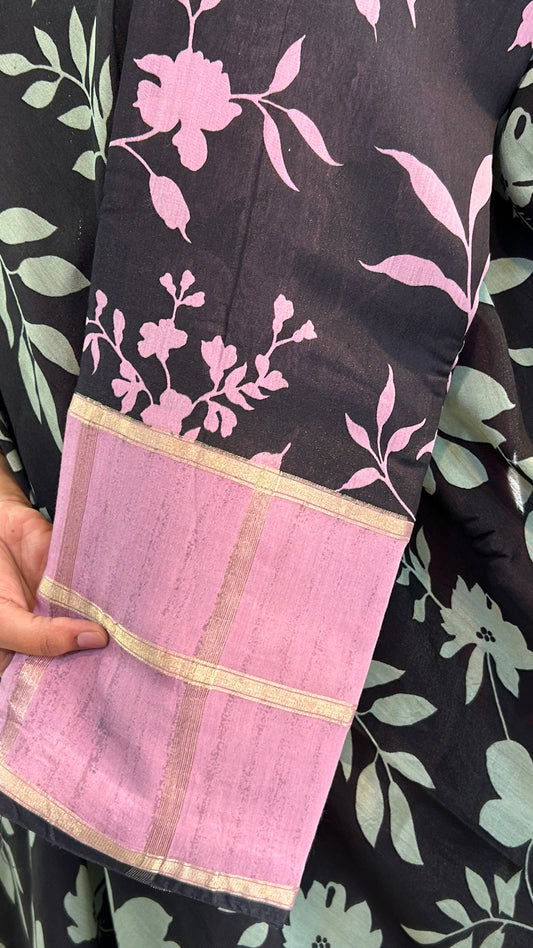 Premium Semi Chanderi Pink Saree | SSKC339