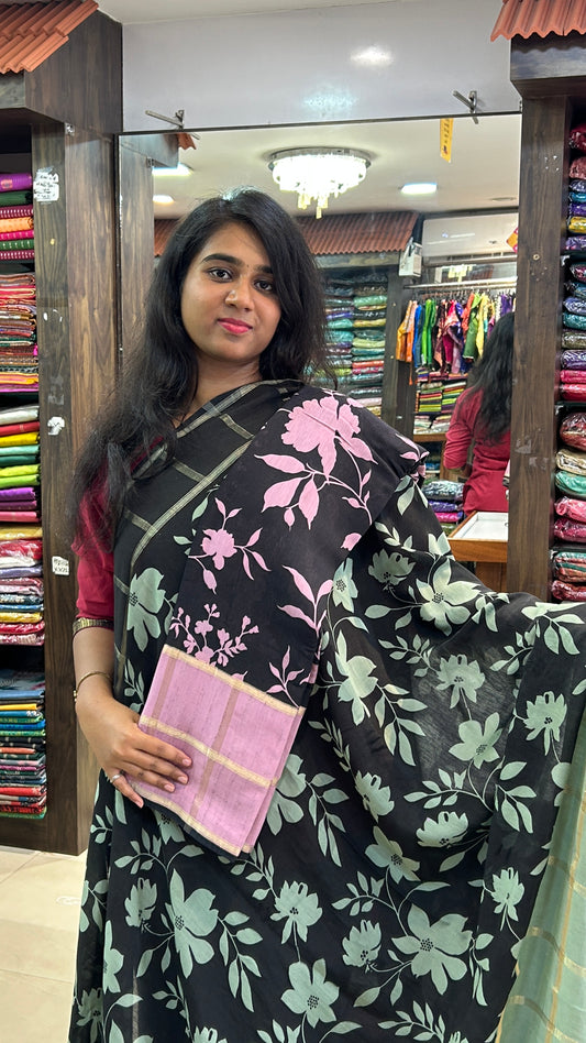 Premium Semi Chanderi Pink Saree | SSKC339