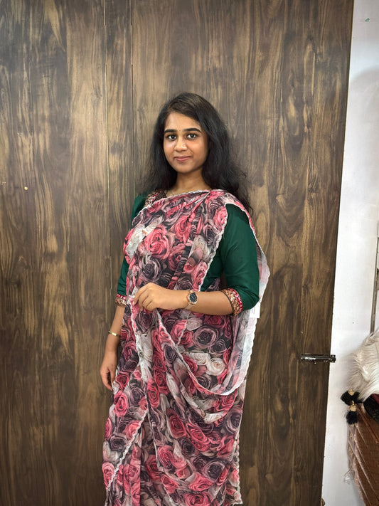 Georgette Floral Silk Saree | SSGF304