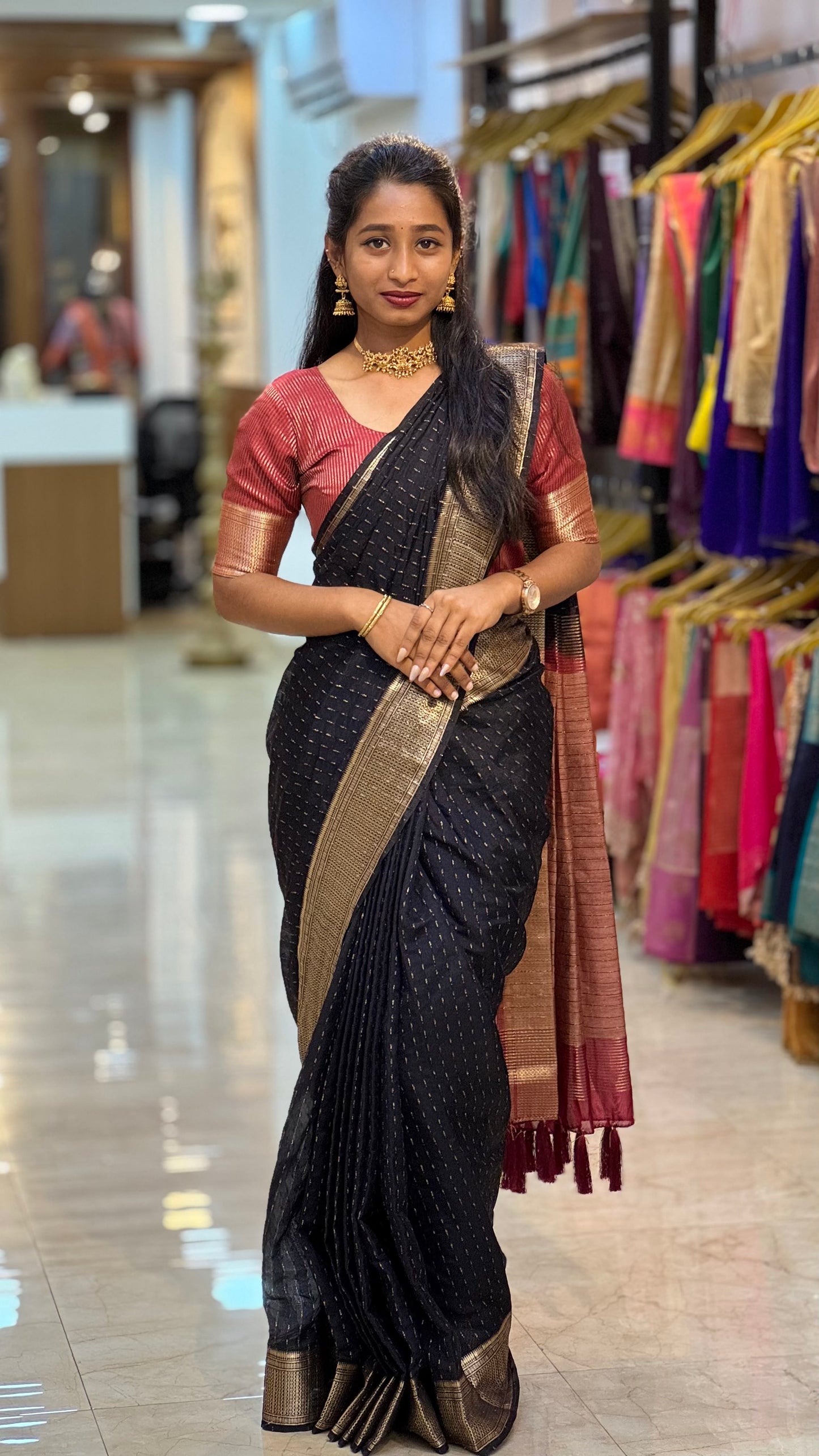 Zip & Go Navy Blue Saree | SSZG351