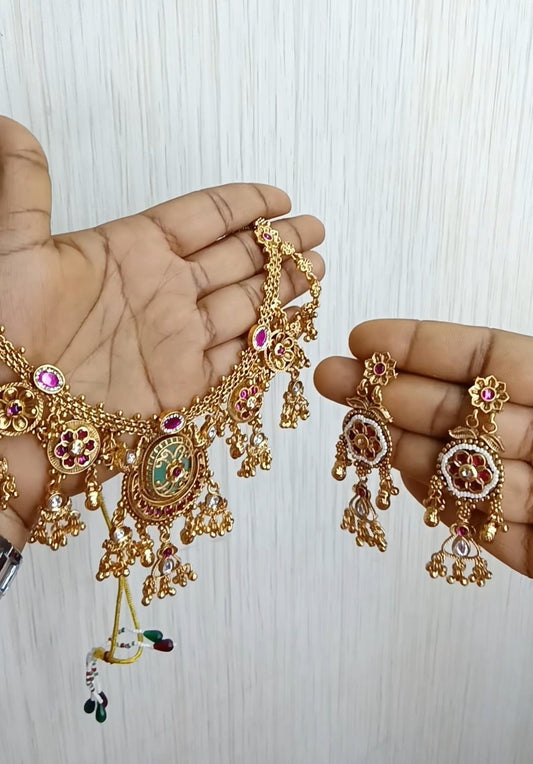 Uncut Polki Jadau Pacchi Kundhan & Kemp Set  | SSBL016