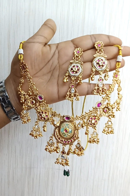 Uncut Polki Jadau Pacchi Kundhan & Kemp Set  | SSBL016