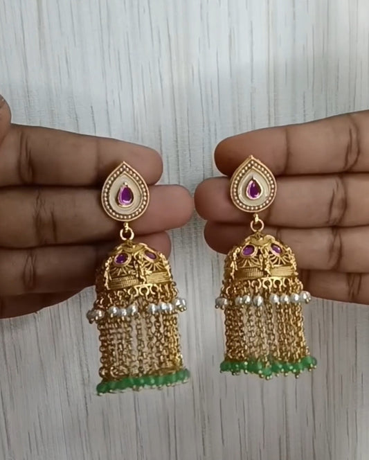 Emerald Pearl Drop Jhumka | SSEP015
