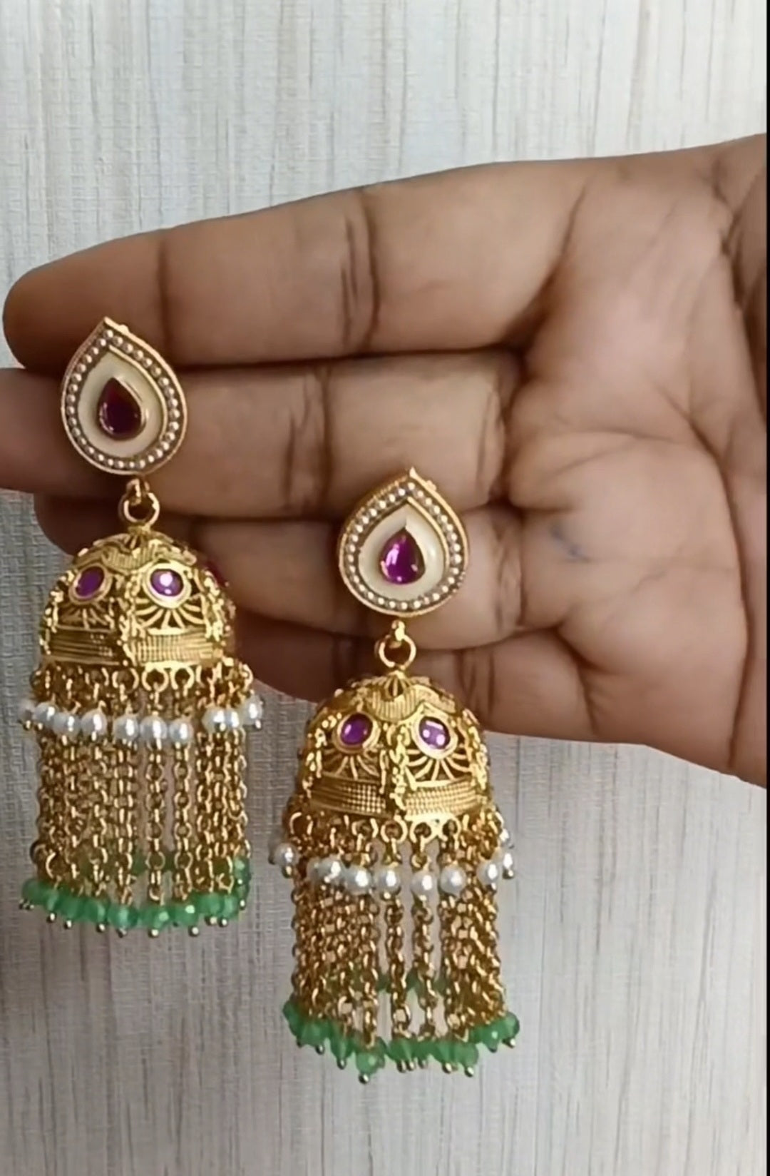 Emerald Pearl Drop Jhumka | SSEP015