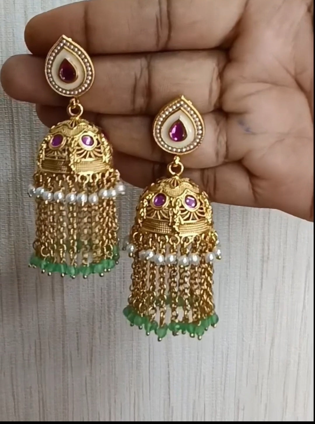 Emerald Pearl Drop Jhumka | SSEP015