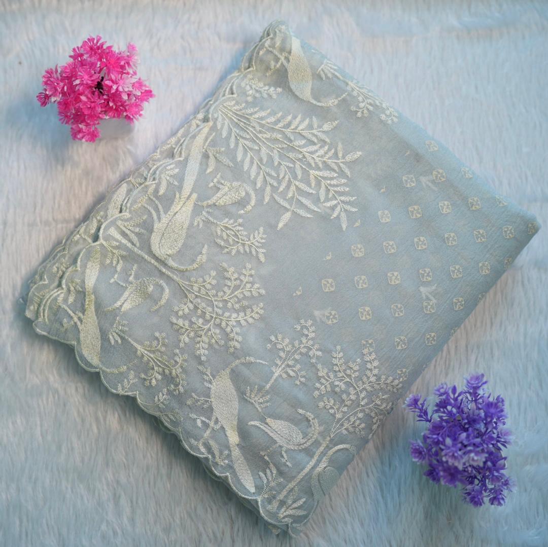 Crush Embroidary Saree | SSES176