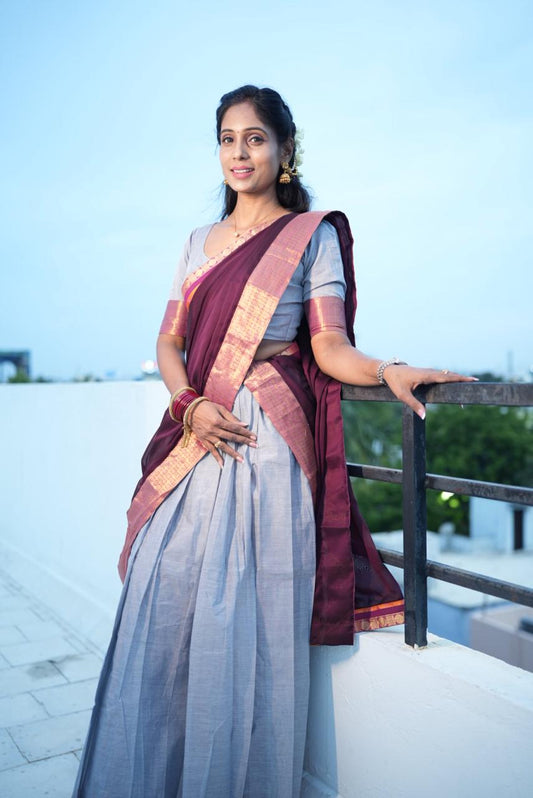 Temple Cotton Half Saree | SSHS212