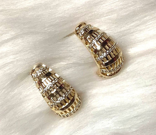 Cubic Zirconia Half-Hoop Earrings | SSHK237