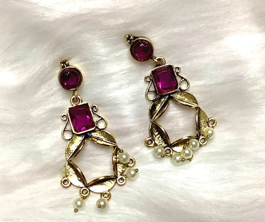 Antique-Style Kundan Earrings | SSHK237
