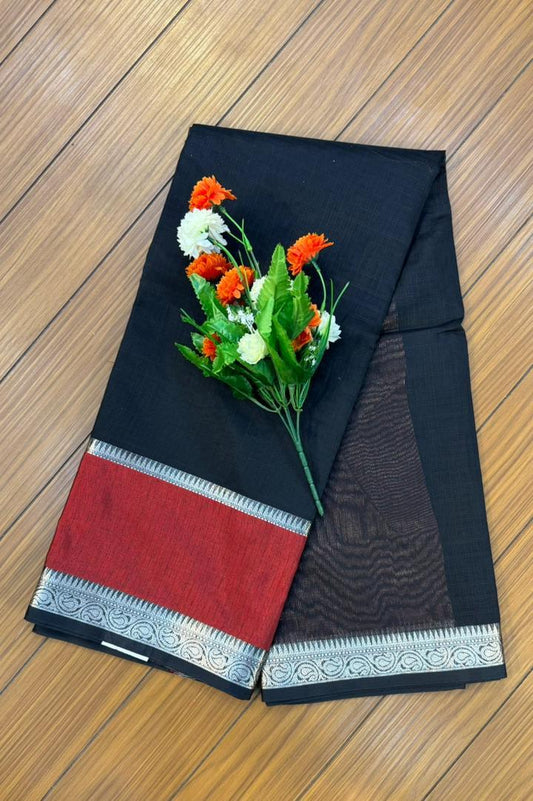 Contrast Border Mercerized Cotton Saree | SSMC360
