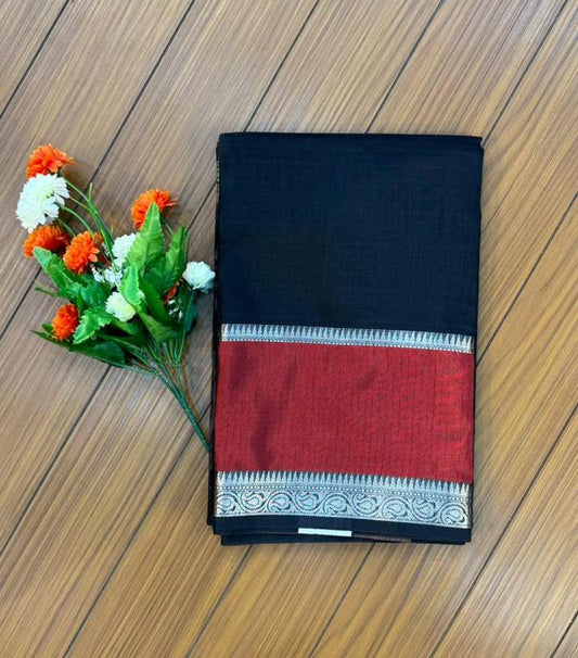 Contrast Border Mercerized Cotton Saree | SSMC360