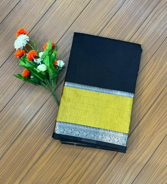 Contrast Border Mercerized Cotton Saree | SSMC360