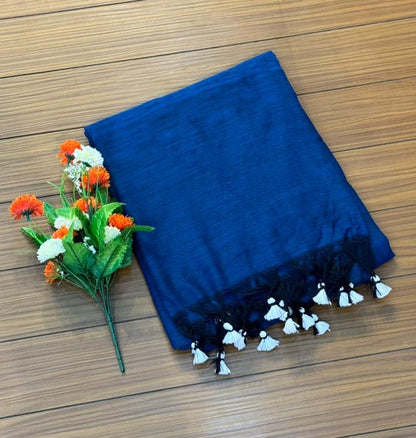 Khadi Cotton Royal Blue Saree | SSKC369