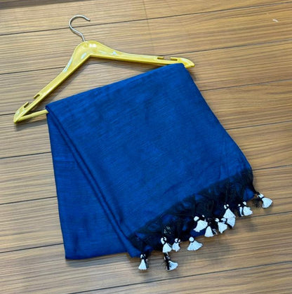 Khadi Cotton Royal Blue Saree | SSKC369
