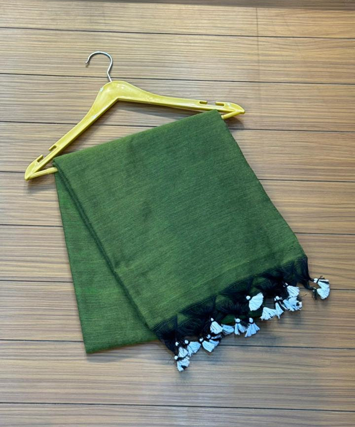 Khadi Cotton Green Saree | SSKC369