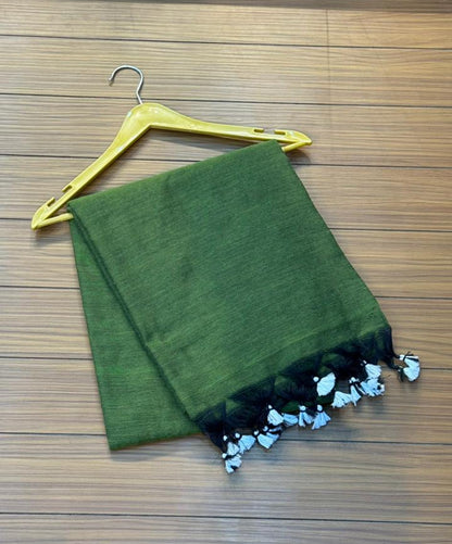Khadi Cotton Green Saree | SSKC369