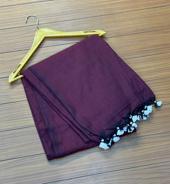 Khadi Cotton Maroon Saree | SSKC369