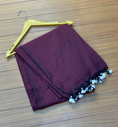 Khadi Cotton Maroon Saree | SSKC369