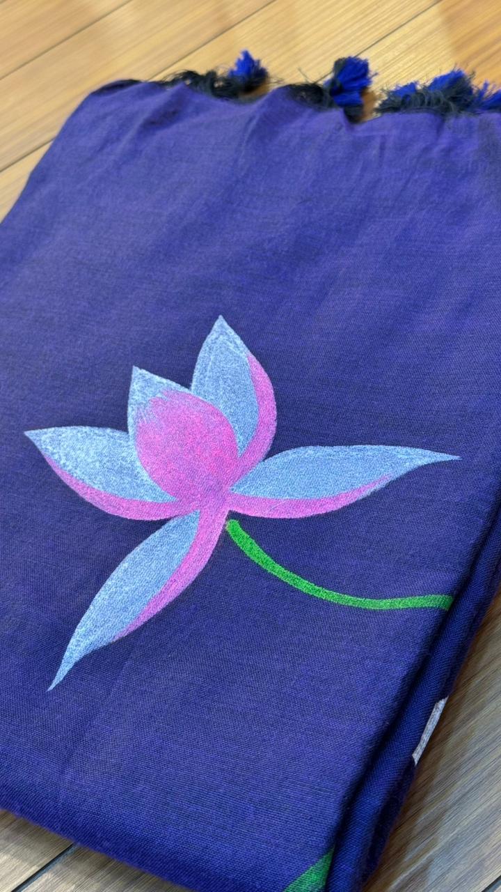 Soft Cotton Hand Print Saree | SSKC369