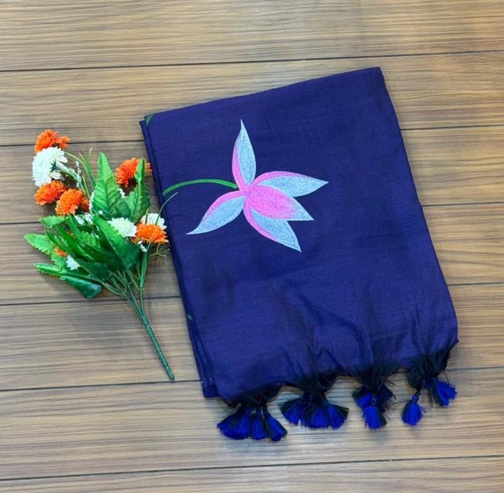 Soft Cotton Hand Print Saree | SSKC369