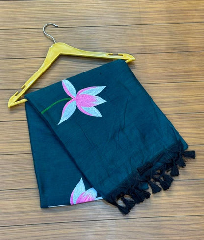 Soft Cotton Hand Print Saree | SSKC369