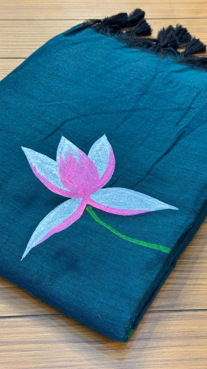 Soft Cotton Hand Print Saree | SSKC369