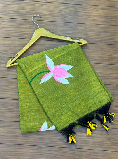 Soft Cotton Hand Print Saree | SSKC369