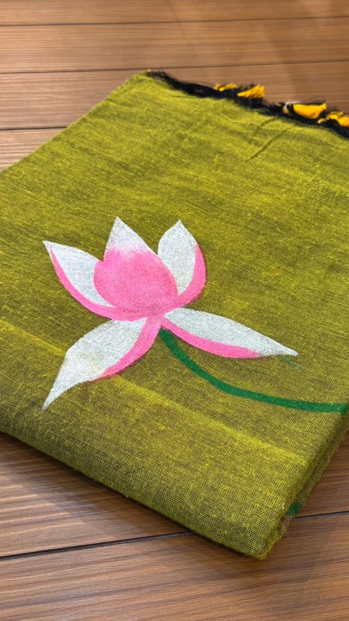 Soft Cotton Hand Print Saree | SSKC369
