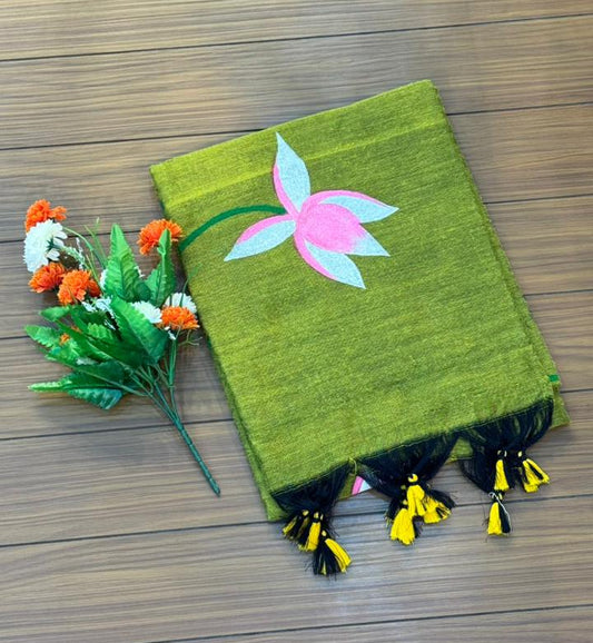 Soft Cotton Hand Print Saree | SSKC369