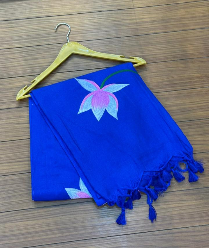 Soft Cotton Hand Print Saree | SSKC369