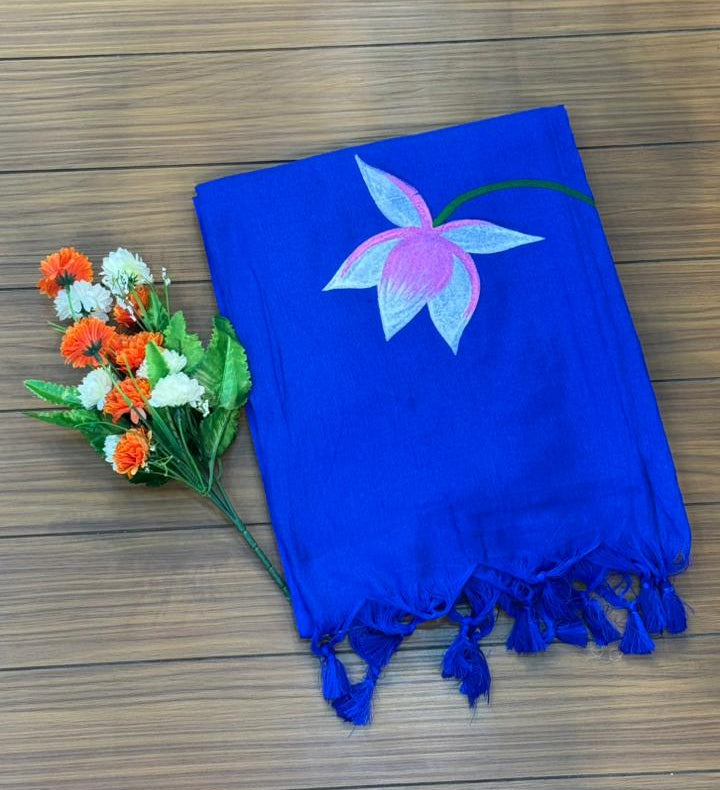 Soft Cotton Hand Print Saree | SSKC369