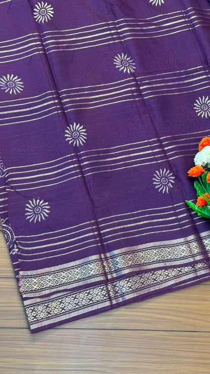 Linen Cotton Saree with Silver Border Saree | SSTL368
