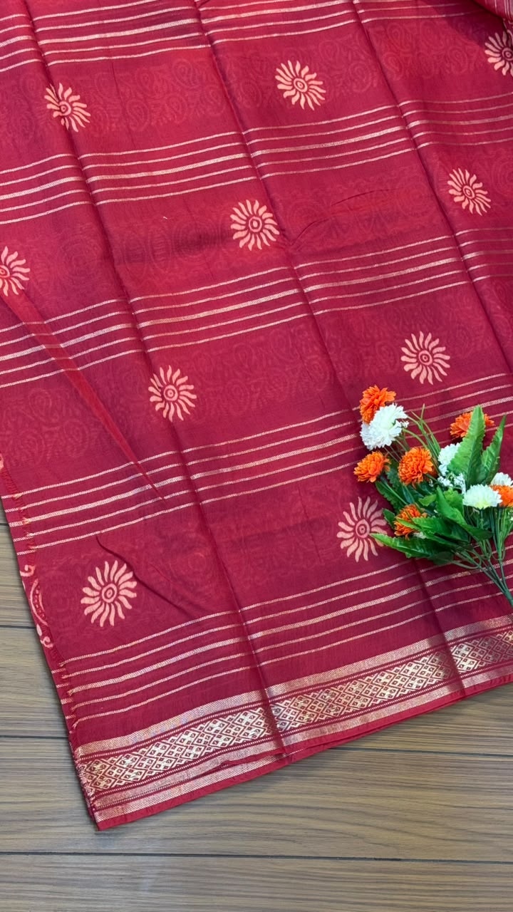 Linen Cotton Saree with Silver Border Saree | SSTL368