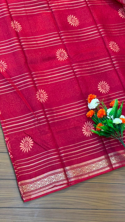 Linen Cotton Saree with Silver Border Saree | SSTL368