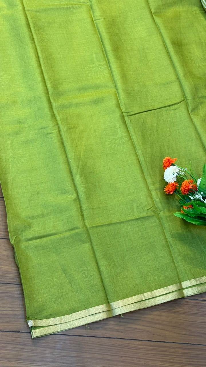 Linen Cotton Saree with Silver Border Saree | SSTL368