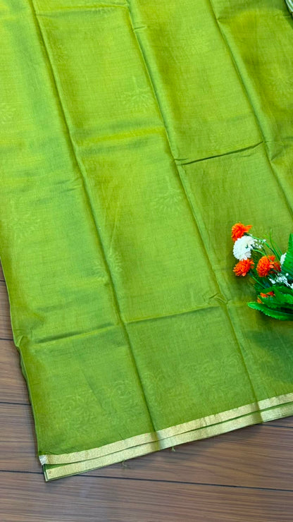 Linen Cotton Saree with Silver Border Saree | SSTL368