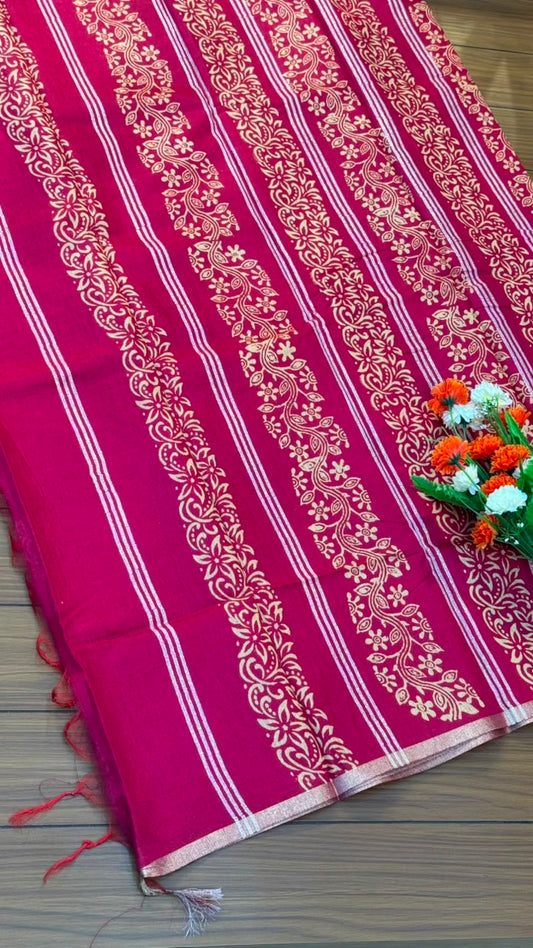 Linen Cotton Saree with Silver Border Saree | SSTL368