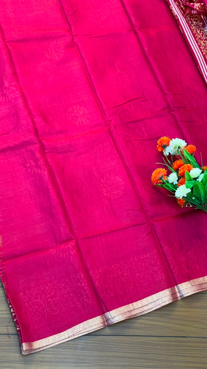 Linen Cotton Saree with Silver Border Saree | SSTL368
